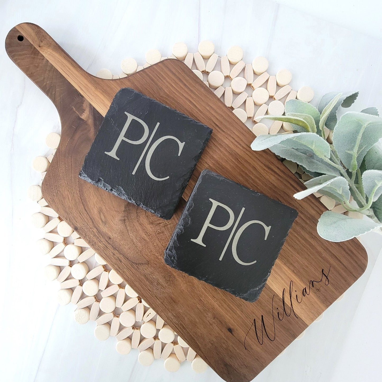 Custom Walnut Set | Cutting Board + Coasters