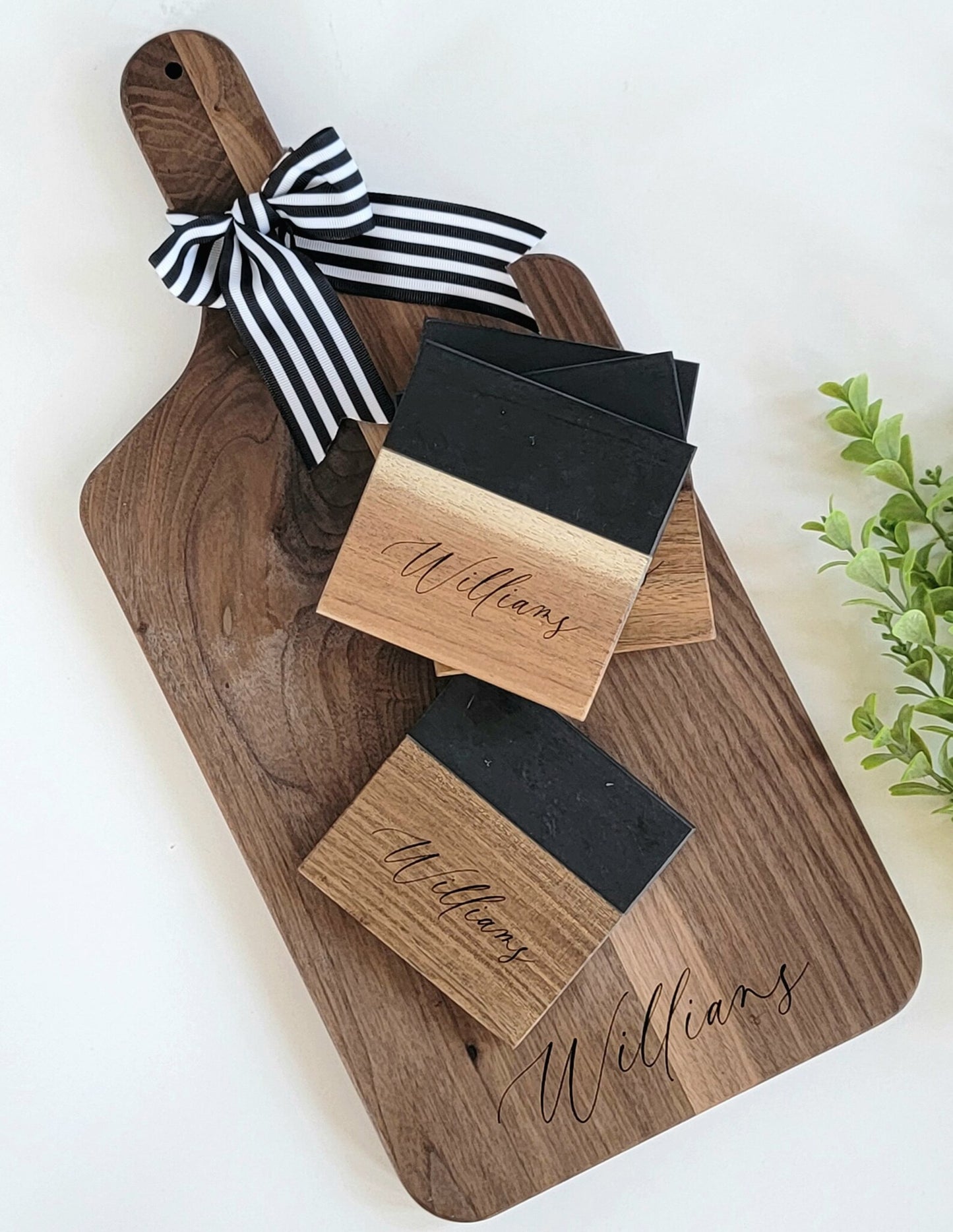 Personalized Black & Walnut Gift Basket