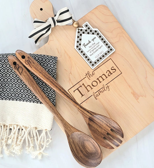 Custom Gift Set | Cutting Board + Salad Server + Hand Towel