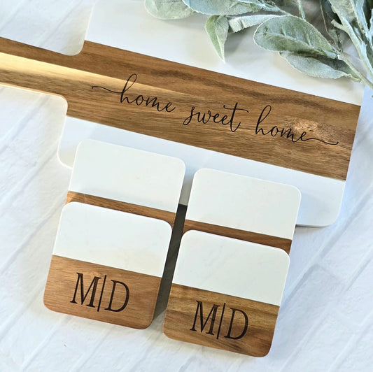 Custom Marble Set | Cutting Board + Coasters