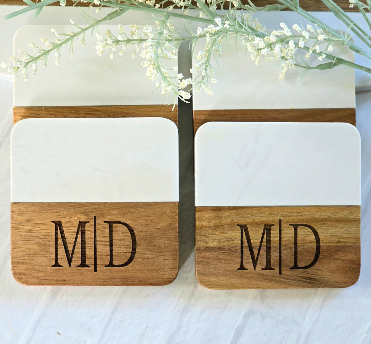 Custom Marble Set | Cutting Board + Coasters