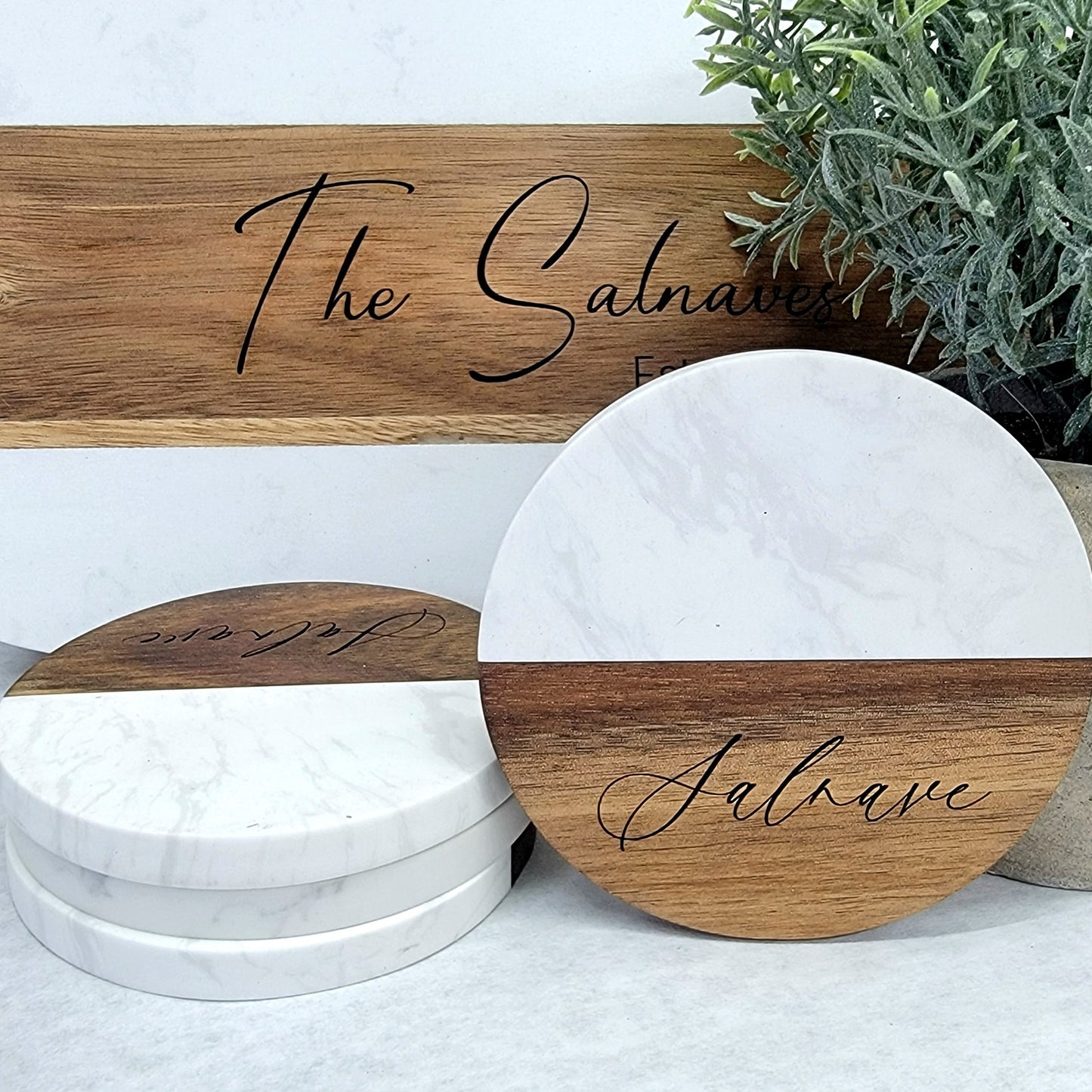 Marble Wood Coasters (Round)