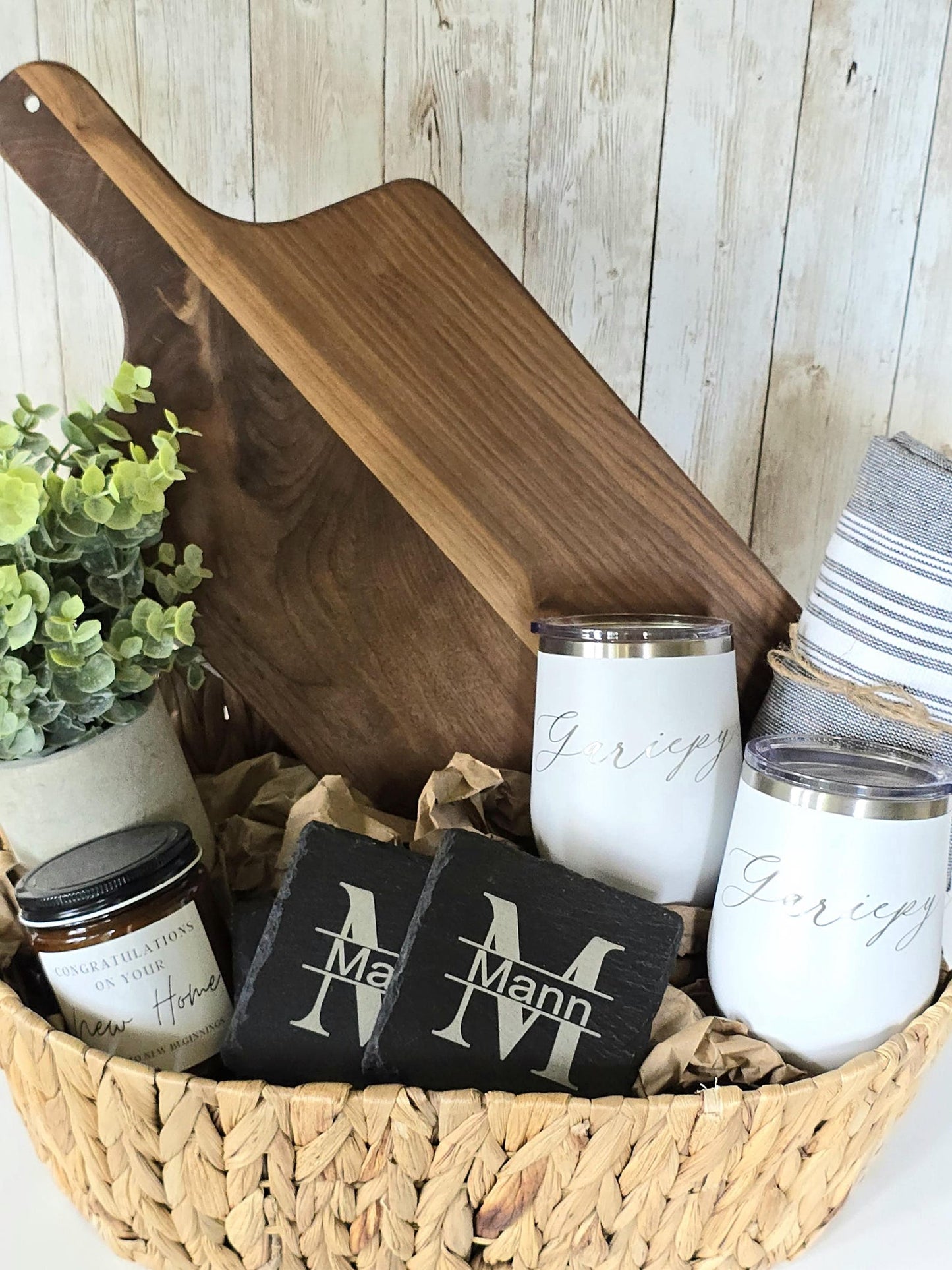 Personalized Walnut Charcuterie Gift Basket