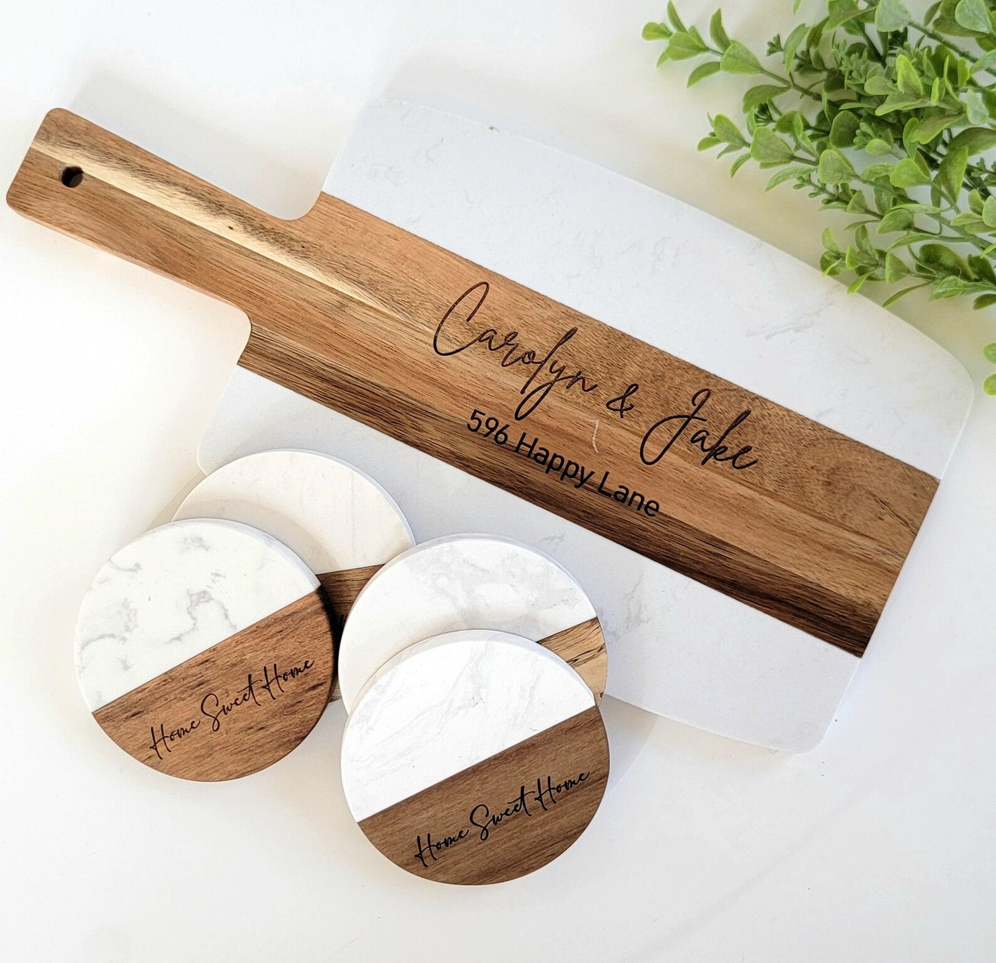 Custom Marble & Acacia Cutting Board Set